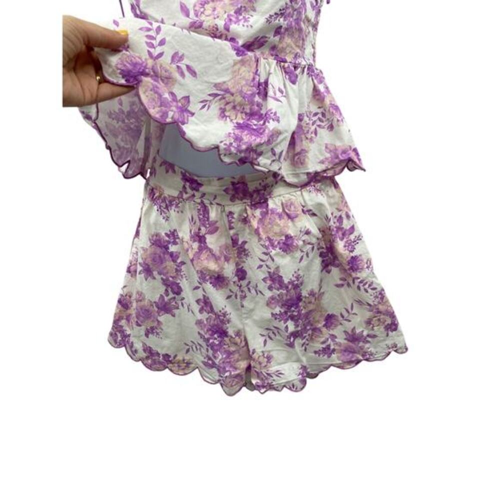 Flying tomato purple floralā scallop edge shorts & tank set - Picture 4 of 10